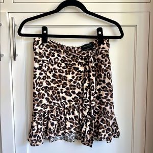 New Never Worn Urban Outfitters Leopard Wrap Mini Skirt, M